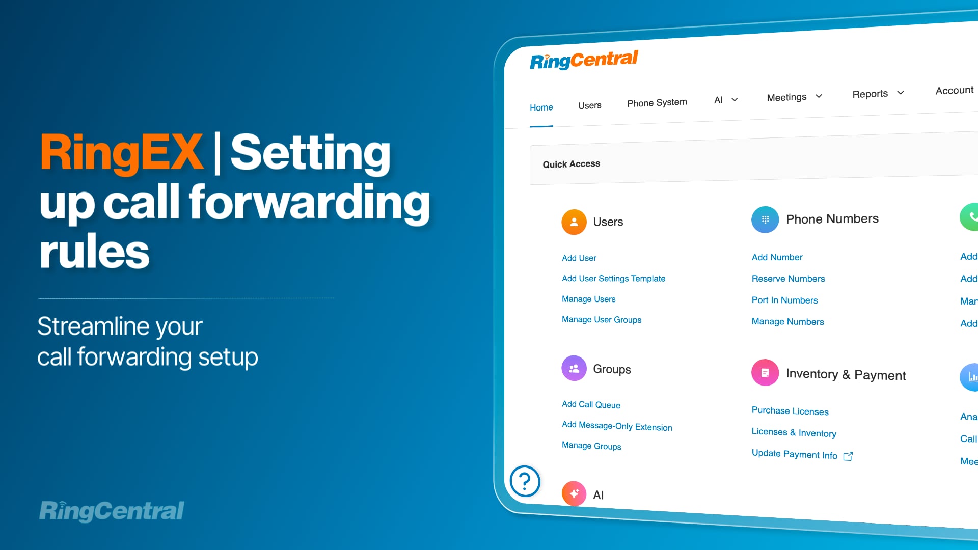 ringex setting up call forwarding rules