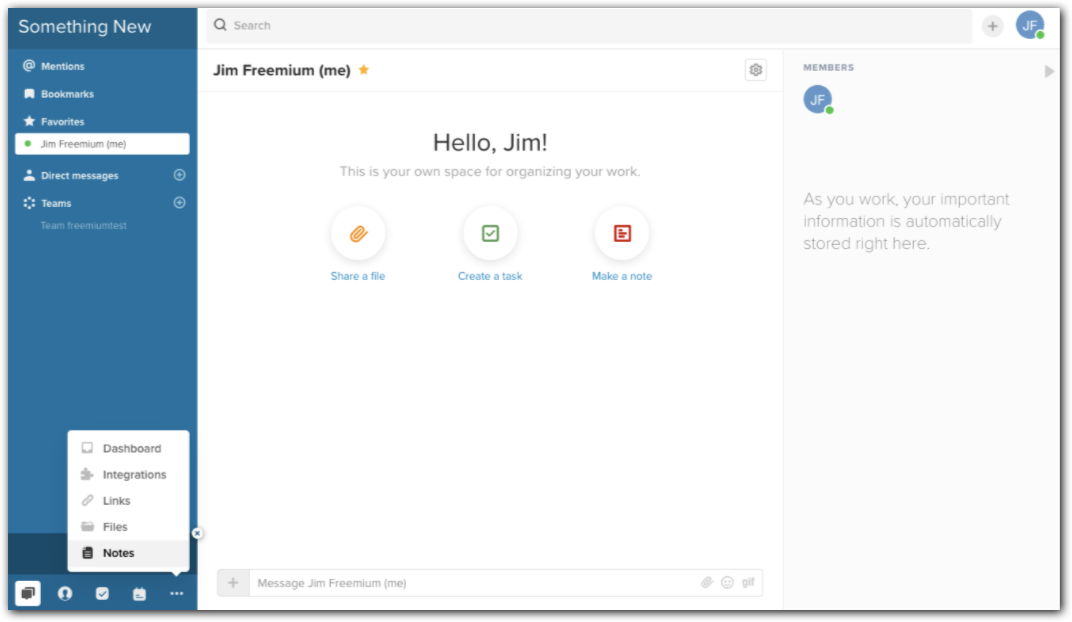 Glip Freemium dashboard