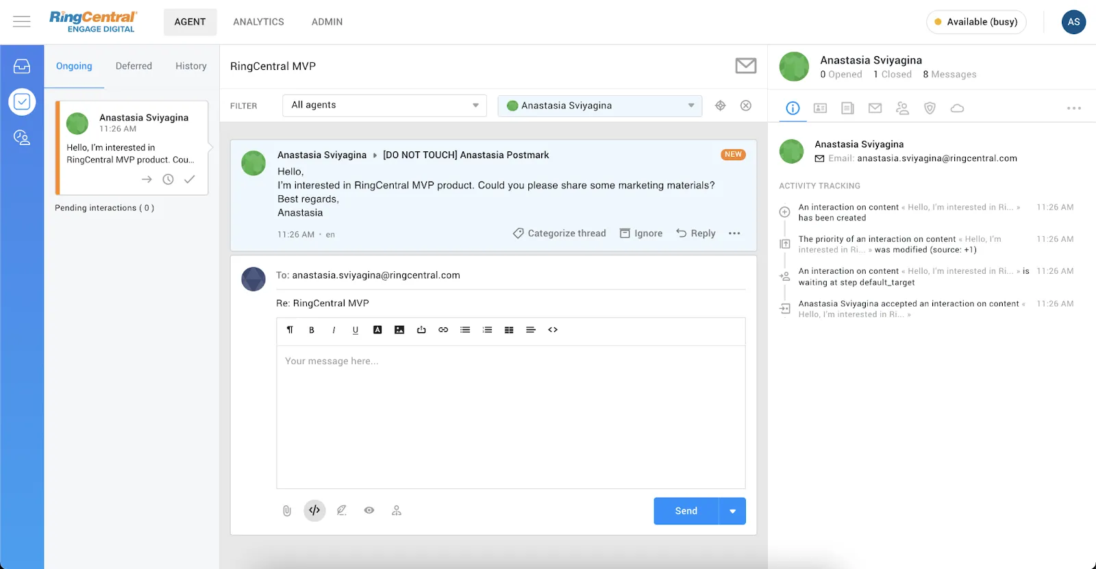 Agent User Interface - After