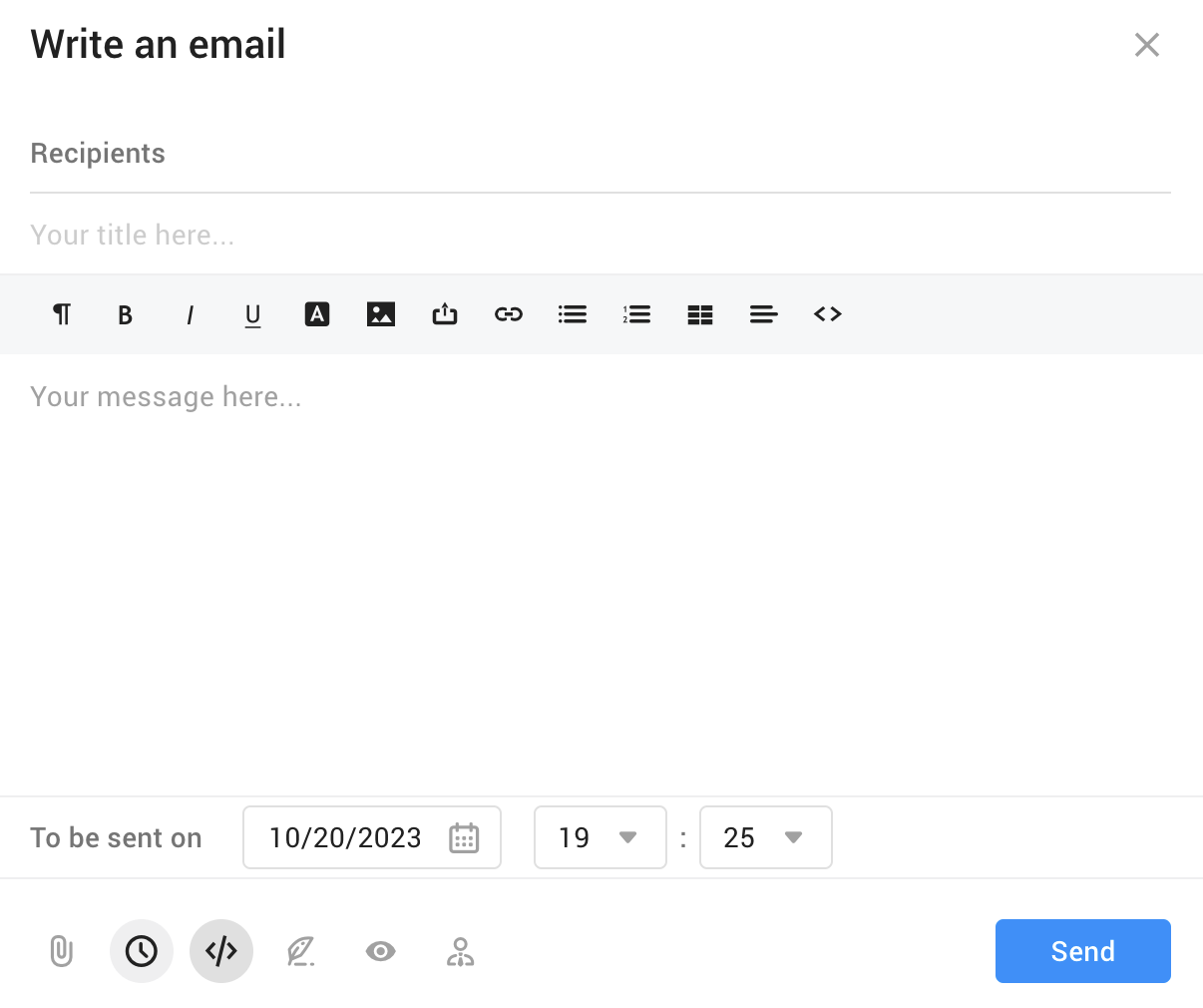 Minutes selection improved for sending a message later
