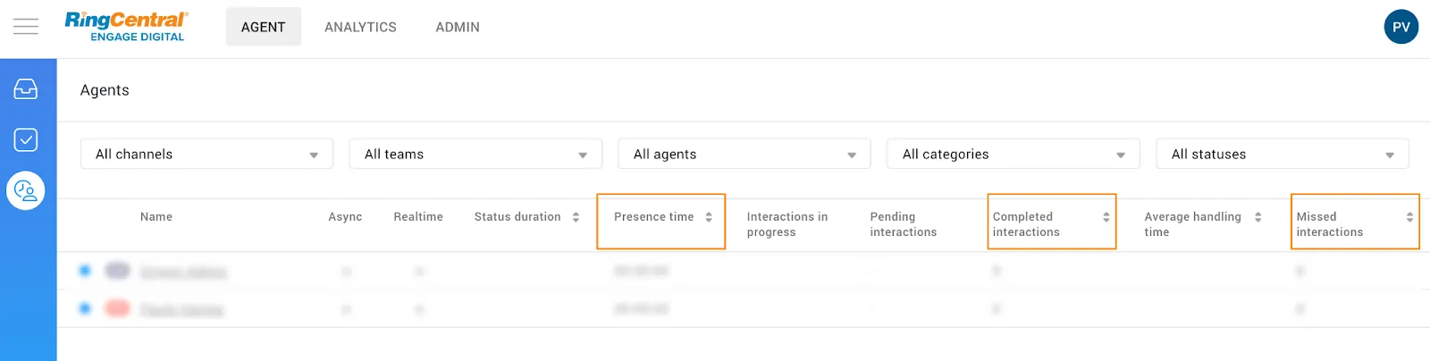 Agent Supervision V2: Added additional sorting columns