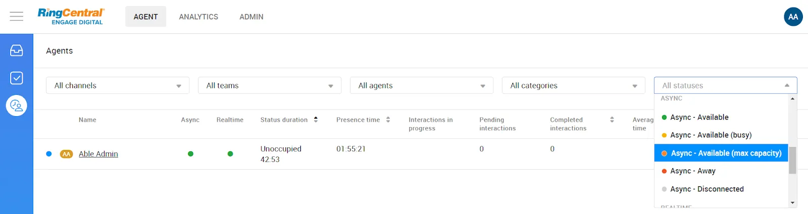 Agent Supervision V2: Added channel groups statuses to status filter