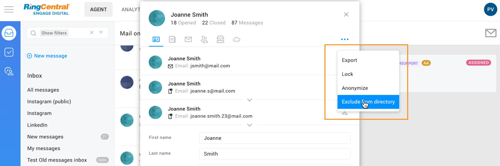 Identity management: Added an option to exclude identity from auto-suggest