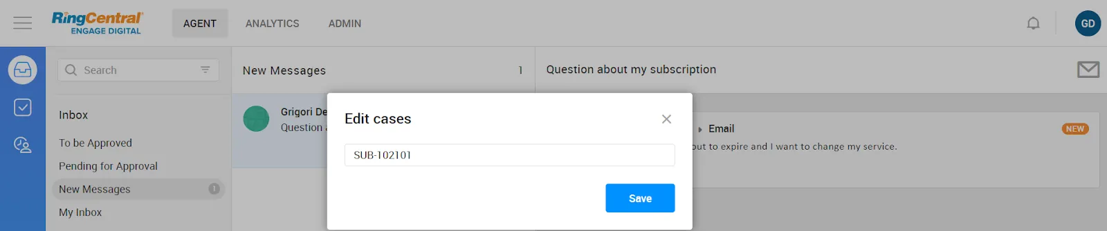 Allowed creation of new case numbers for threads from UI (Beta)