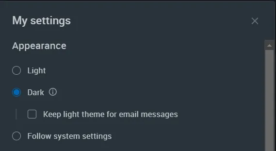 Released dark mode for Inbox and Routing modes (Beta)