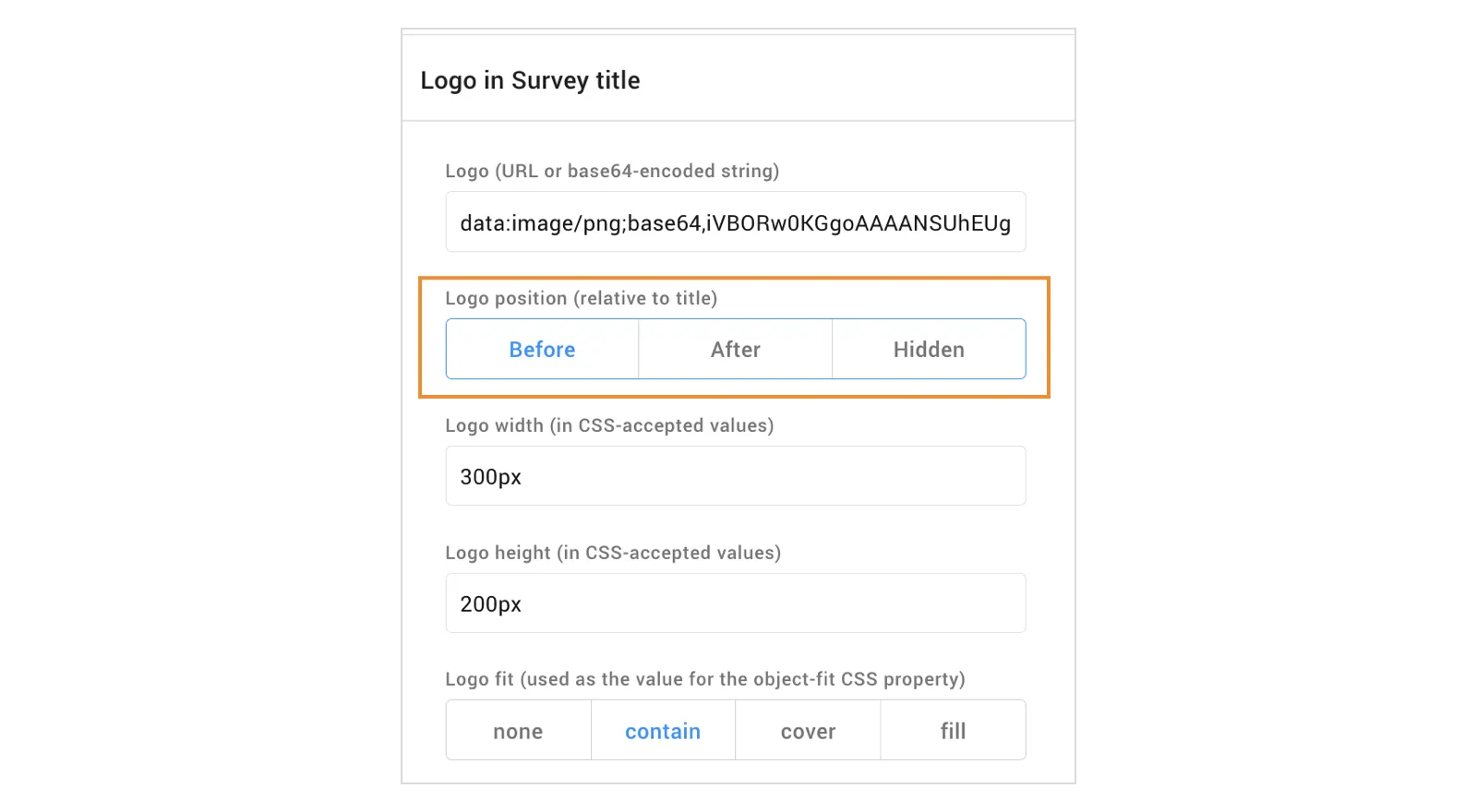 Surveys: Allowed customization of logo placement