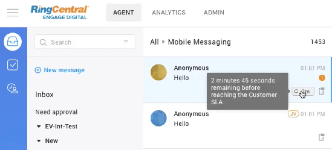 Agent: SLA indicator in Inbox view (Beta)