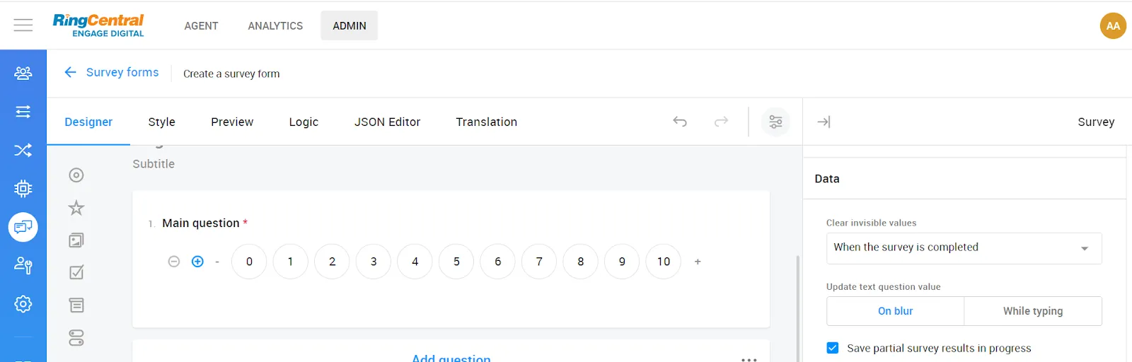 Partial completion status for Engage Surveys