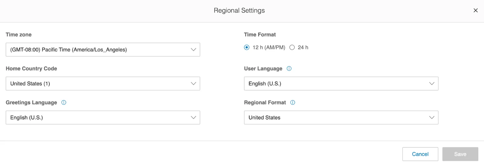 RCO Regional Settings for Agent