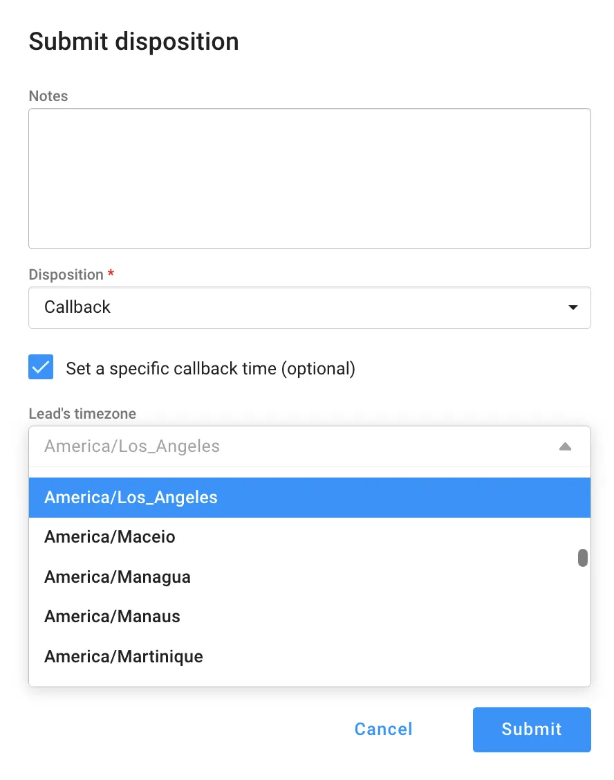 Time zone selector
