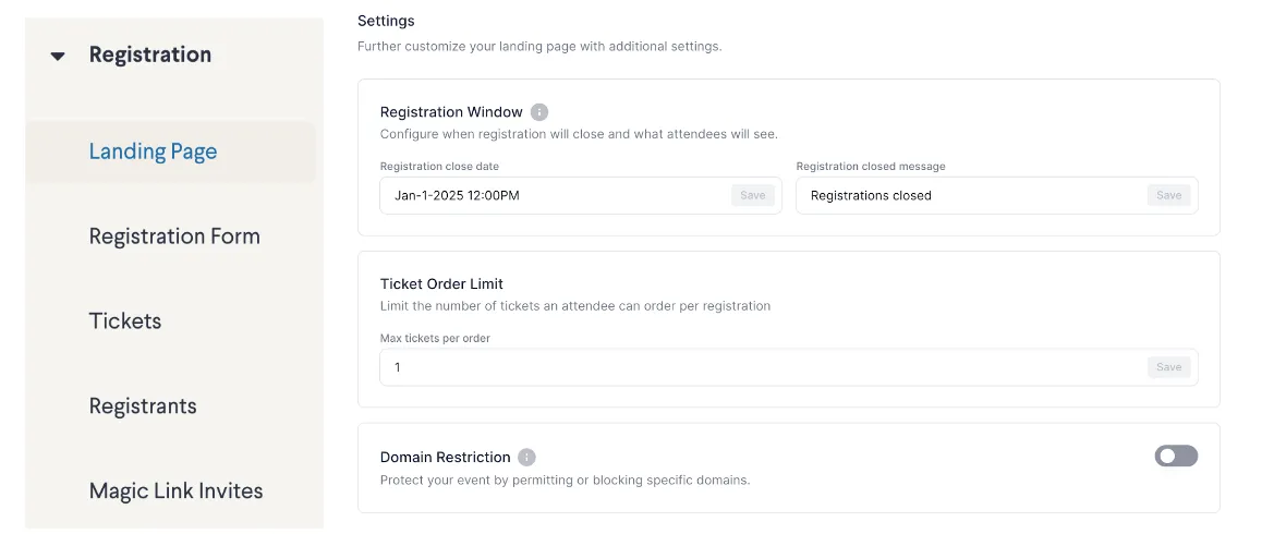 Navigation and settings changes