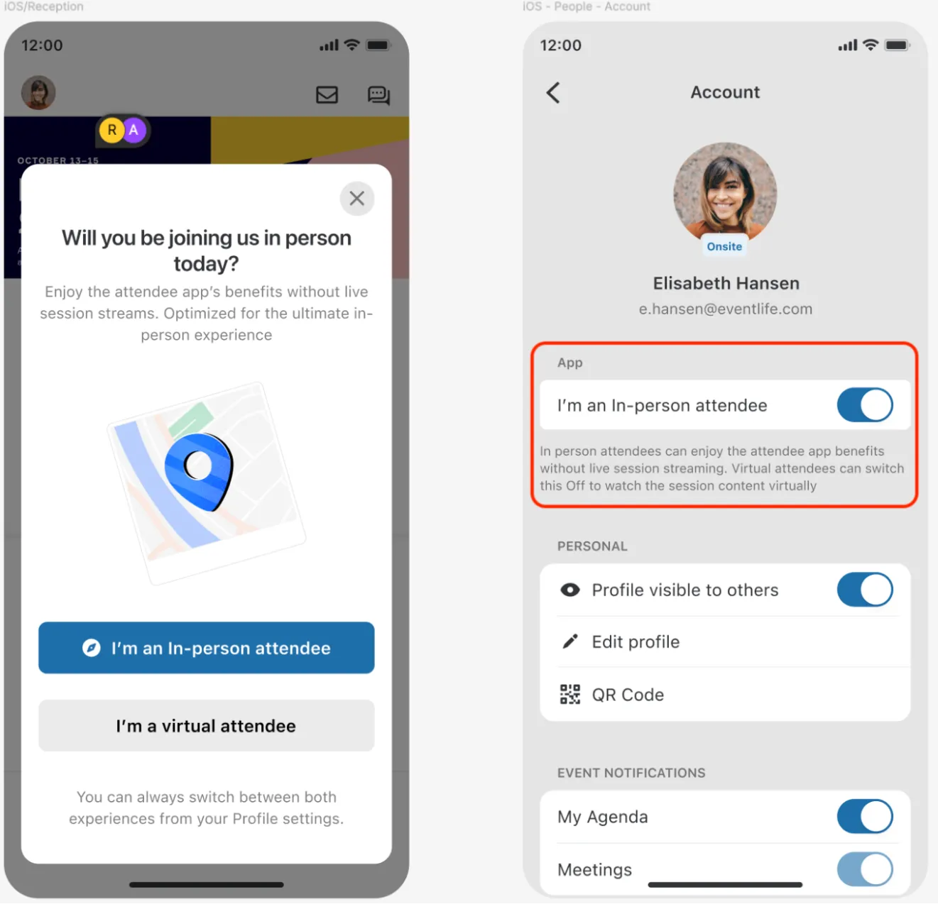 Mode selection on Attendee App (Hybrid Tickets)