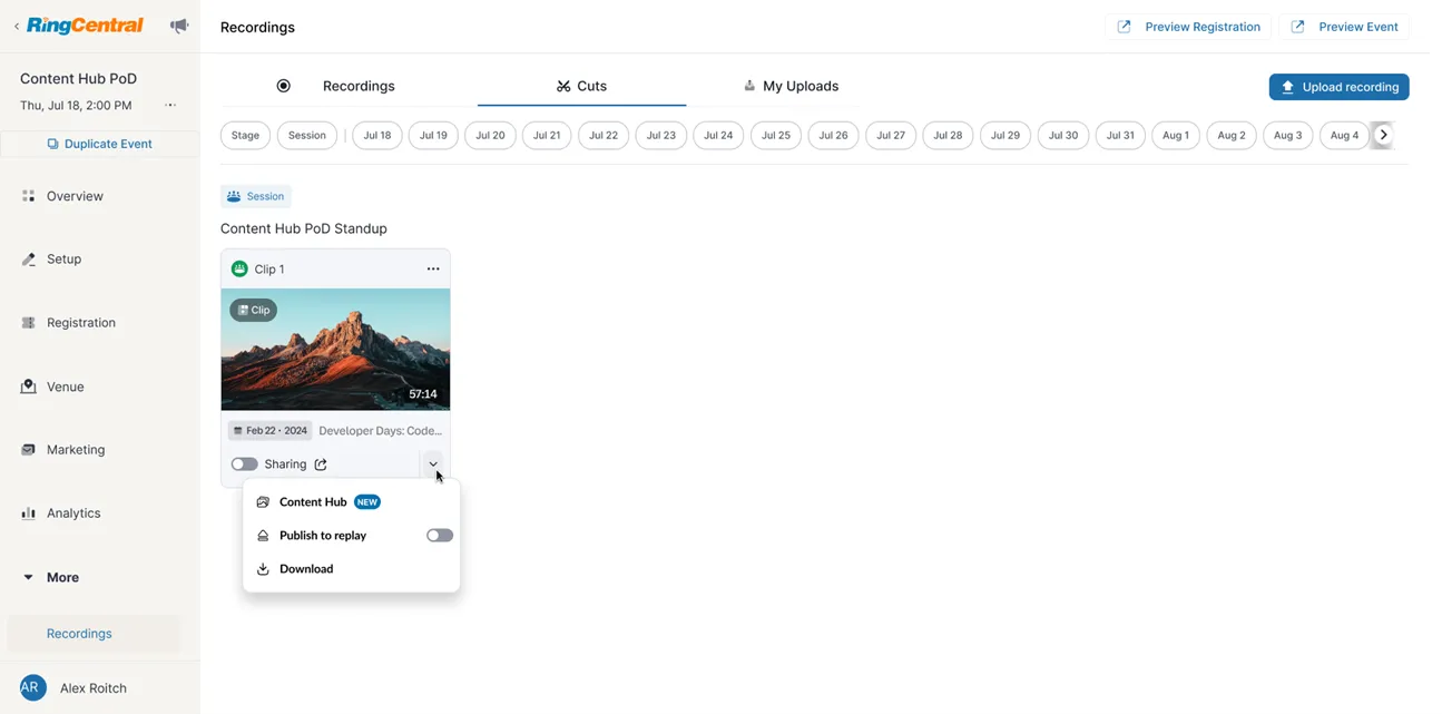 events content hub