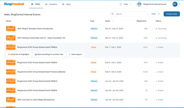events organizer dashboard