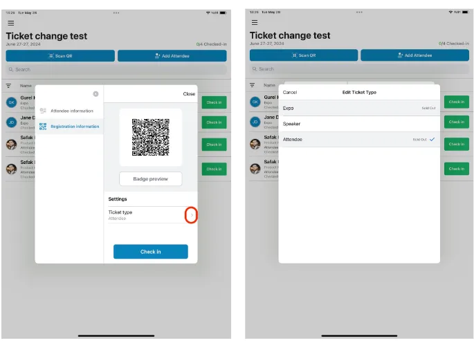 Change free ticket types from Organizer App