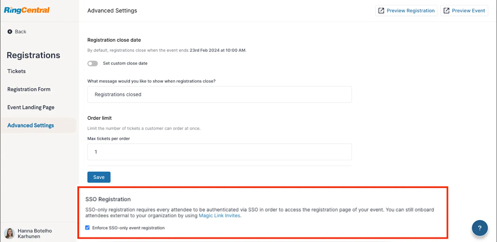 Enabling SSO for Session