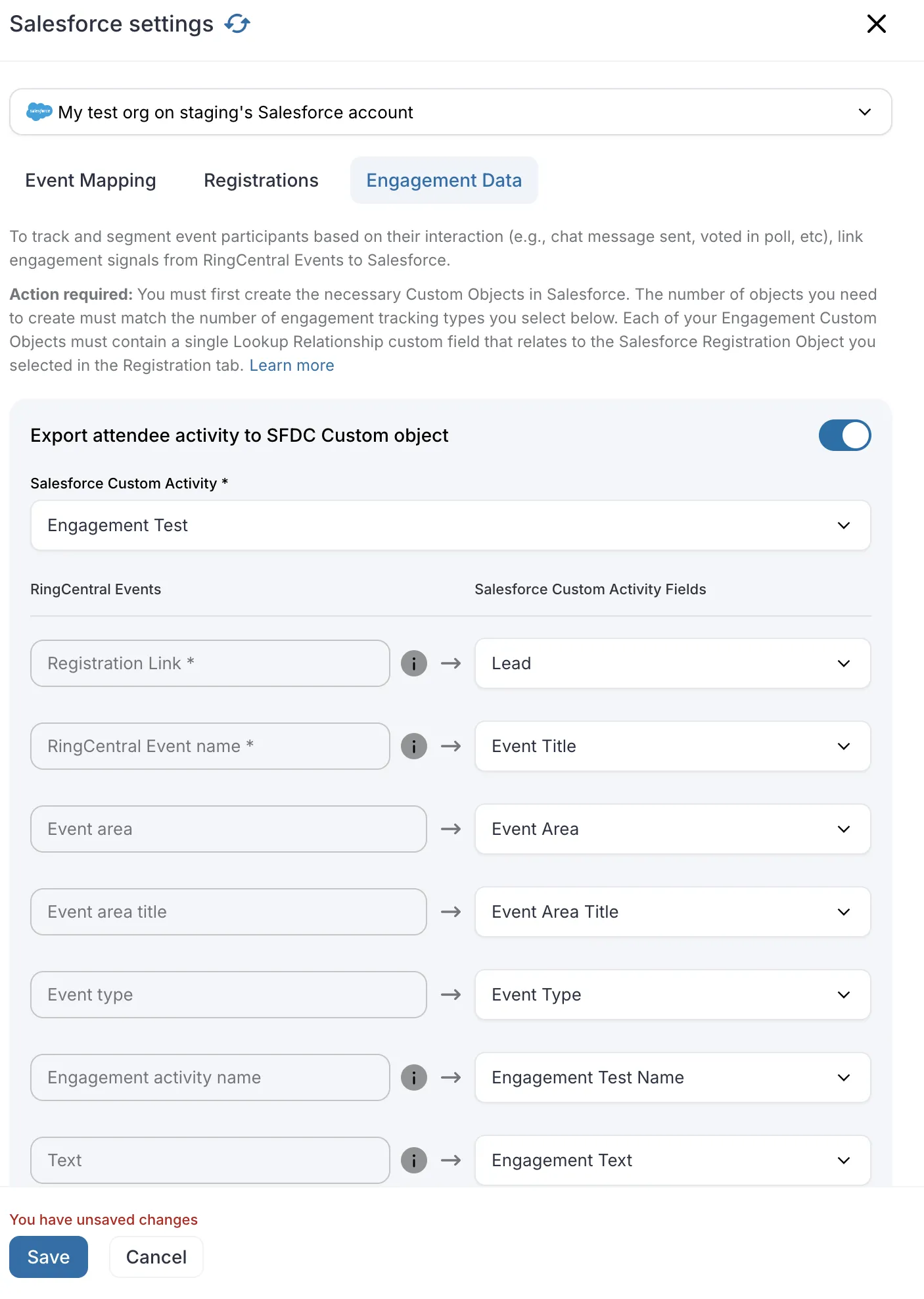 Salesforce integration - New UI & engagement data sync