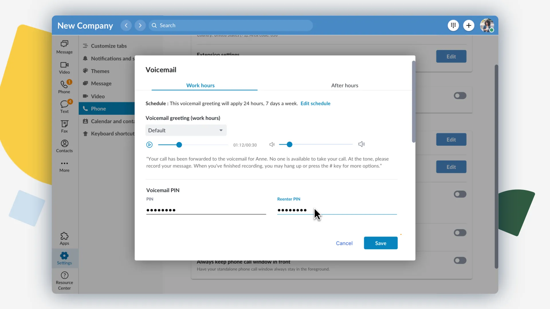 Voicemail greeting setup