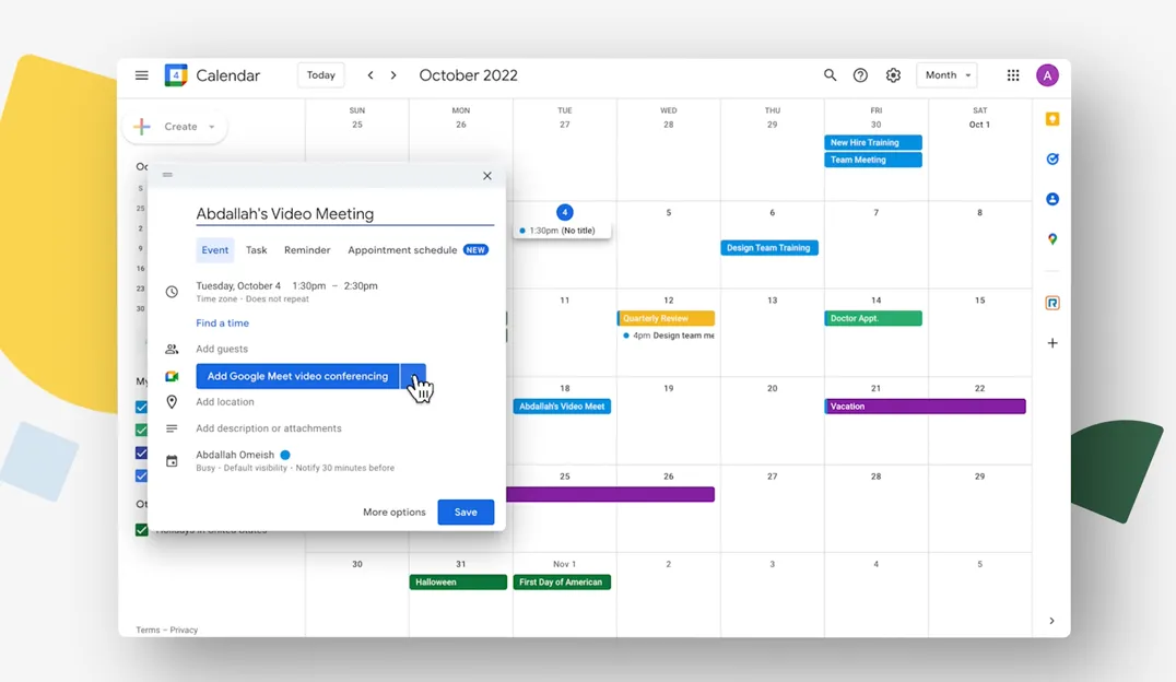 Schedule a meeting in Google Calendar