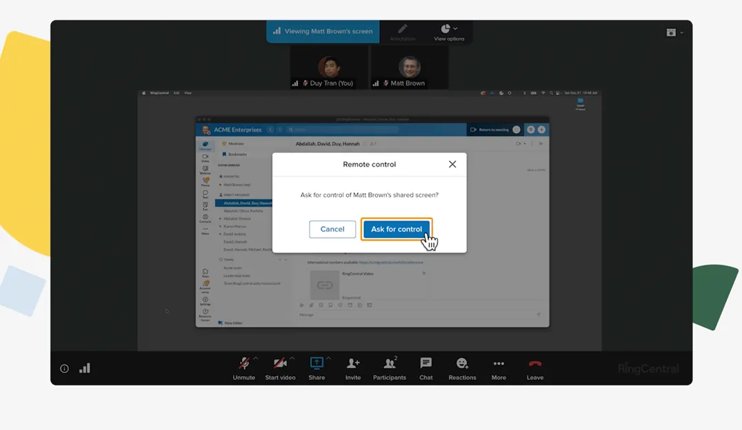 Remote desktop control