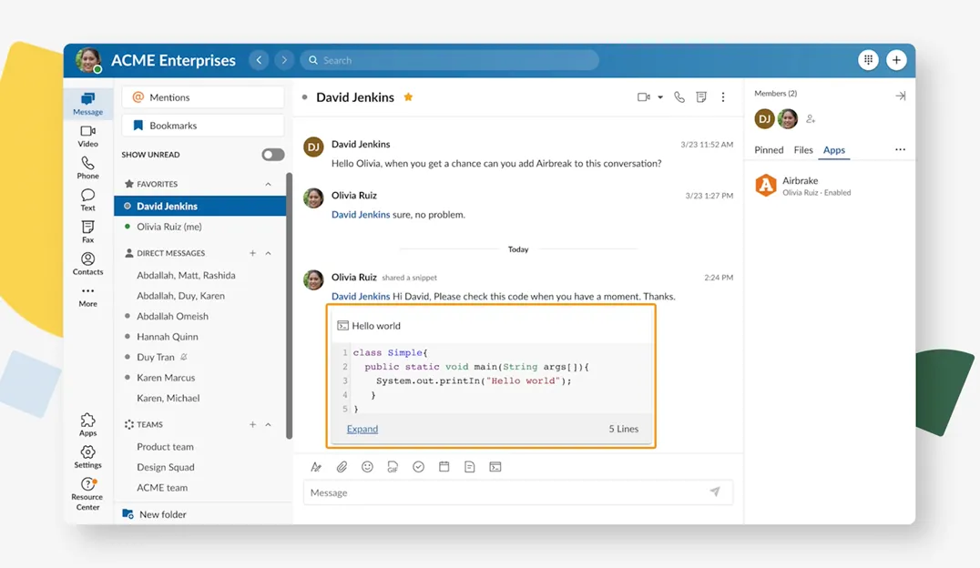 Using code snippets